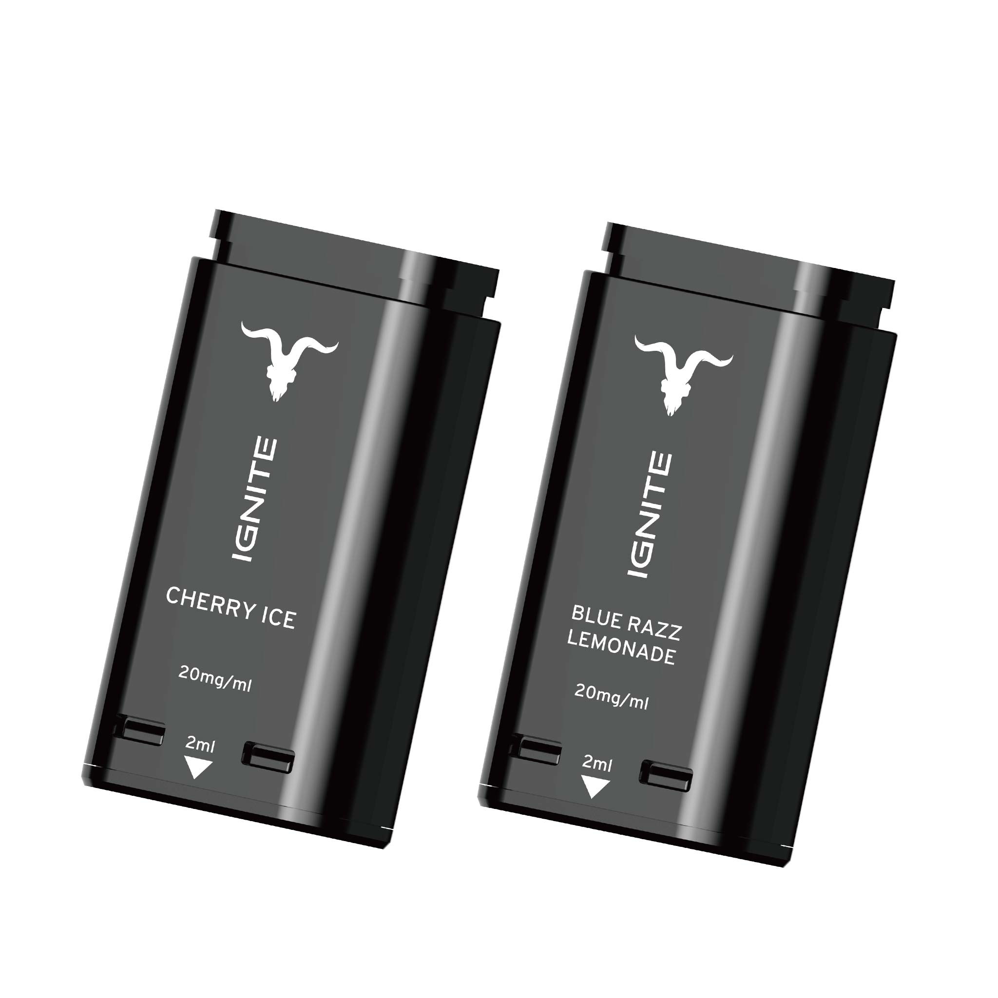 IGNITE P15 Duo: the two pods Cherry Ice and Blue Razz Lemonade, 2 ml each with 20 mg/ml
